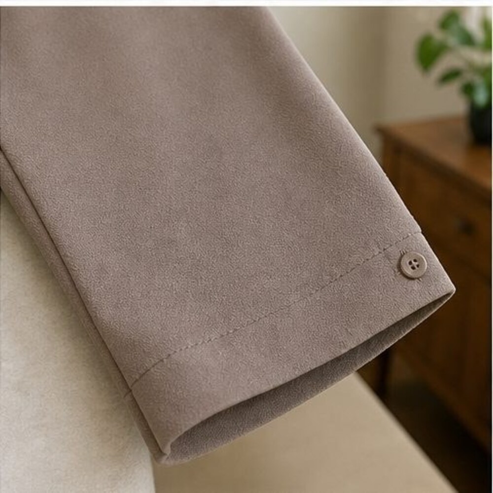 Taupe Ruffle Blouse - Picture 5 of 6